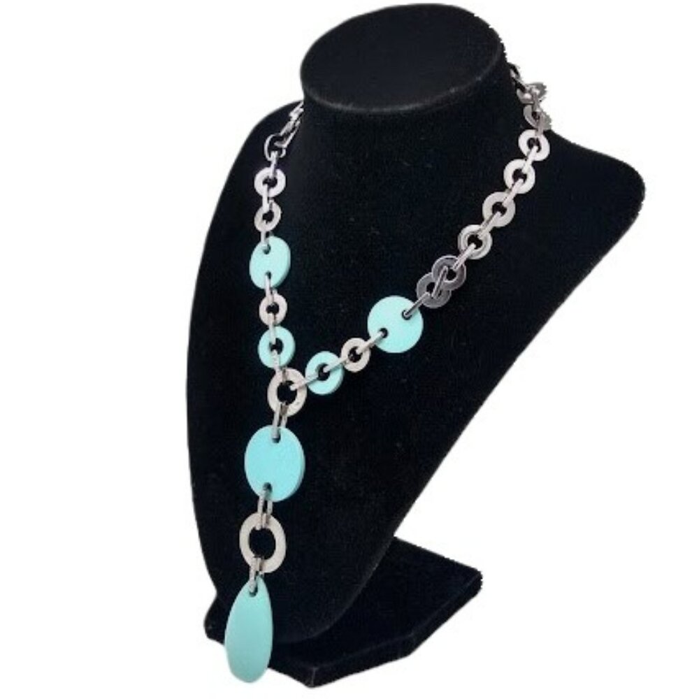 Designer silver turquoise neclklace